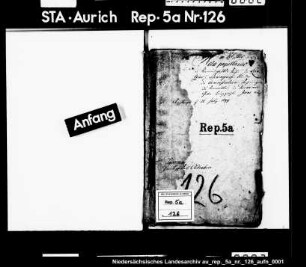 Vormundschaft über die Kinder des verstorbenen Kriegsrats Lantzius-Beninga zu Stickelkamp