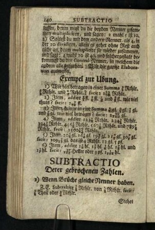 Subtrctio: Derer gebrochen Zahlen