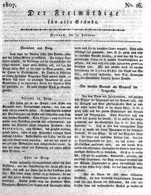 No. 16, Mittwoch, den 25. Februar 1807
