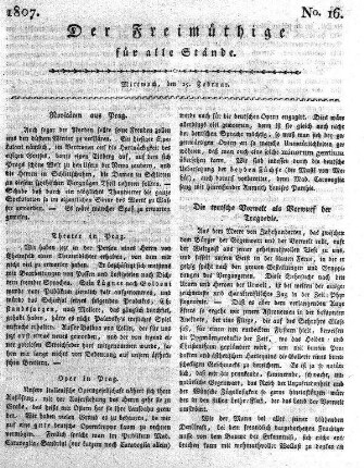 No. 16, Mittwoch, den 25. Februar 1807