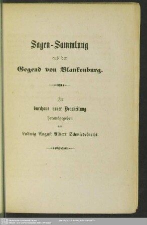 Sagen-Sammlung aus der Gegend von Blankenburg