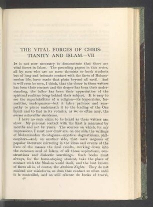 The vital forces of christianity and islam.—VII