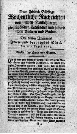 Zwey und dreyßigstes Stück