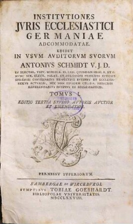 Instivtiones Jvris Ecclesiastici Germaniae adcommodatae, 1