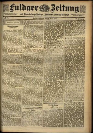 Zweite Ausgabe vom Samstag, den 21. April 1900.