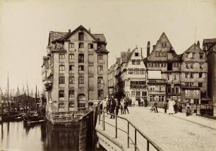 "Hohe Brücke" aus der Mappe "Hamburg 1884. Ansichten aus dem niederzulegenden Stadttheil"