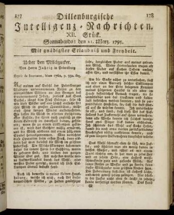 XII. Stück. Sonnabends: den 21. Merz. 1795.
