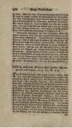 Lustspiele nach dem Plautus fürs deutsche Theater.