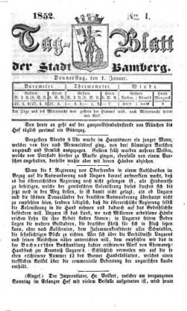 Tag-Blatt der Stadt Bamberg. 1852, 1852 = Jg. 19