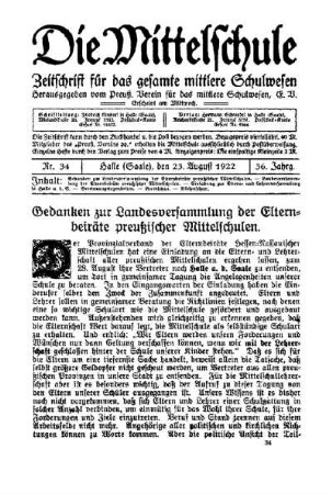 Gedanken zur Landesversammlung der Elternbeiräte preußischer Mittelschulen