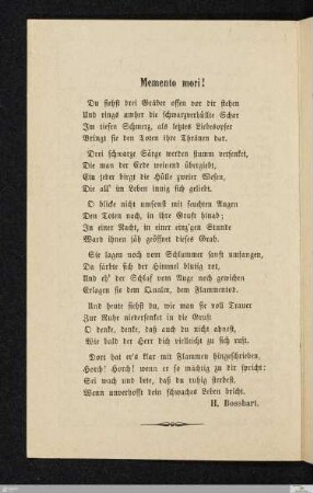 Gedicht: Memento mori!