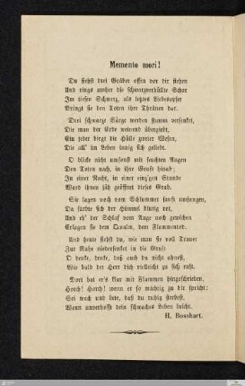 Gedicht: Memento mori!