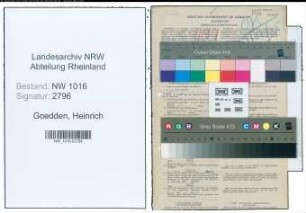 Entnazifizierung Heinrich Goedden , geb. 25.06.1888 (Postschaffner)