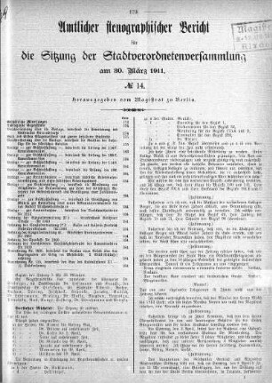 No. 14, 30. März 1911