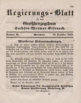Nr. 36 : 18. Dezember 1852