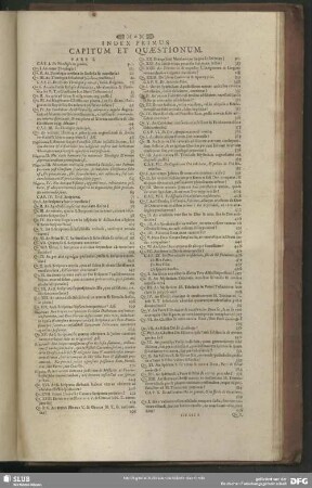 Index Primus Capitum Et Quaestionum
