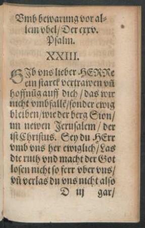 Umb bewarung vor allem ubel/ Der cxxv. Psalm. XXIII.