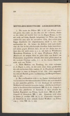 Mittelhochdeutsche Liederdichter.