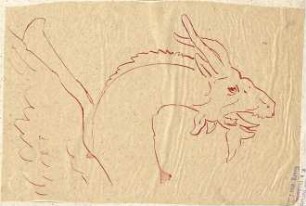 Klenze, Leo von; Skizzen von Tieren und Fabelwesen - Drache (Teilansicht)