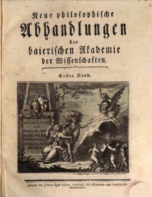 Abhandlungen der Churfürstlich-Baierischen Akademie der Wissenschaften, 1. 1778