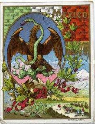 Postkarte mit Wappen von Mexiko