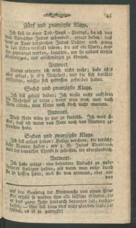 Sieben und zwanzigste Klage. Ich soll gesagt haben : Heilige verehren, die verächtliche Namen haben, ...