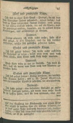 Sieben und zwanzigste Klage. Ich soll gesagt haben : Heilige verehren, die verächtliche Namen haben, ...