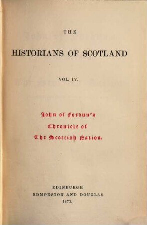 John of Fordune's chronicle of the Scottish nation