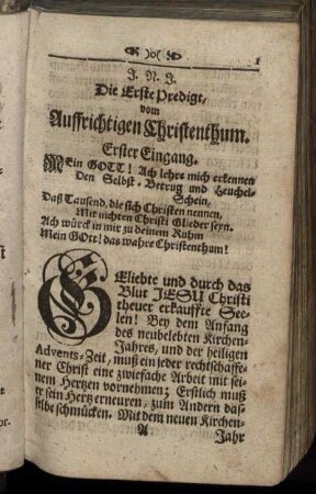 Die Erste Predigt, vom Auffrichtigen Christenthum.
