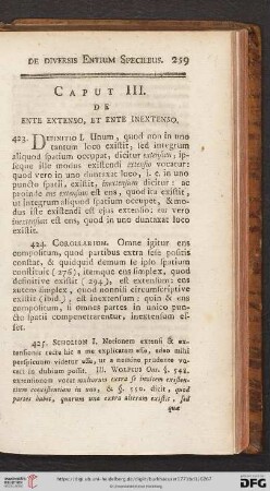 Caput III: De ente extenso, et ente inextenso