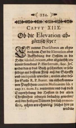 Caput XIIX. Ob die Elevation abgöttisch seye?