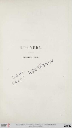 2: Rig-Veda: in zwei Theilen: Sammelbücher des Rig-Veda