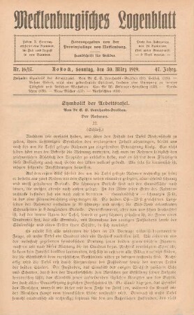 Nr. 16/17. Rostock, Sonntag, den 30. März 1919.
