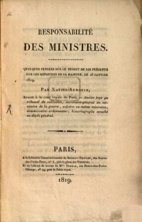 Résponsabilité des ministres