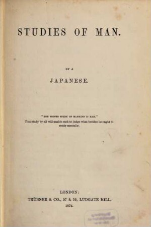 Studies of Man : By a Japanese