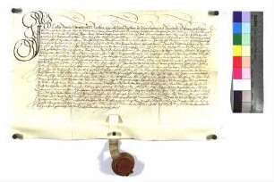 Kaspar Bernhard von Rechberg stellt dem Grafen von Helfenstein einen Lehenrevers aus über Lehengüter zu Donzdorf, Reichenbach und Hürbelsbach.