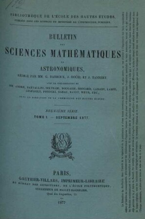 Tome I. - Septembre 1877.