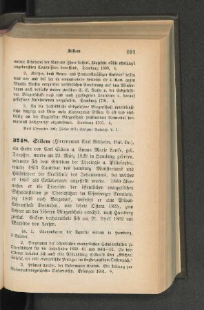 3748. Sillem (Hieronymus Carl Wilhelm, Phil. Dr.)