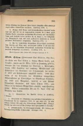 3748. Sillem (Hieronymus Carl Wilhelm, Phil. Dr.)