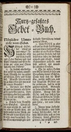 Kurtz-gefaßtes Gebet-Buch.