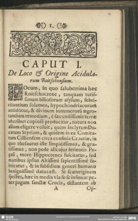 Caput I. De Loco & Origine Acidularum Roitschensium