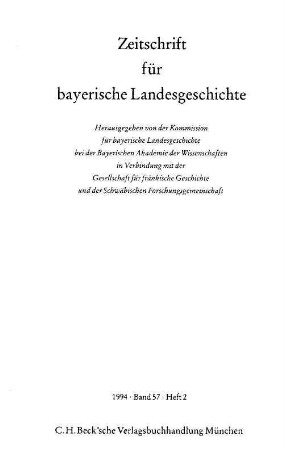 Zeitschrift für bayerische Landesgeschichte : ZBLG. 57,1/2. 1994