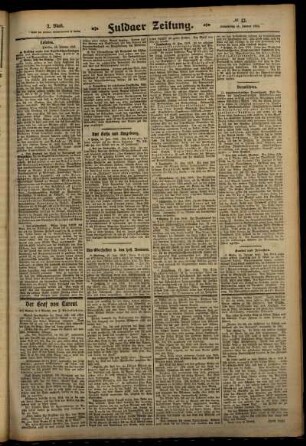 Zweite Ausgabe vom Donnerstag, den 16. Januar 1913.