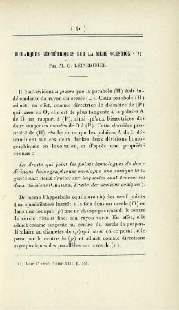 Remarques géométriques sur la mème question.