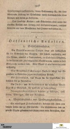 V. Oeffentliche Anstalten