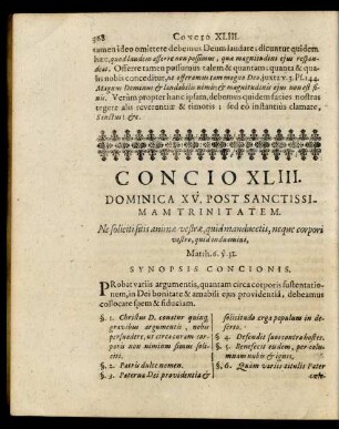 Concio XLIII. Dominica XV. Post Sanctissimam Trinitatem.