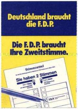Vordruck-Postkarte mit Wahlpropaganda für die FDP