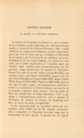 Chapitre cinquième. La mission du Tong-King occidental