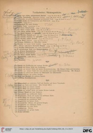 Textilarbeiten; Kleidungsstücke (Nr. 428-505)