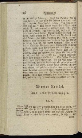 Vierter Artikel. Von Ueberschwemmungen.
